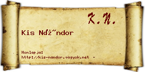 Kis Nándor névjegykártya